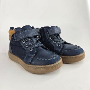 Cat & Jack Navy Blue Tan High Top Sneakers Shoes Toddler Boy's Size 8